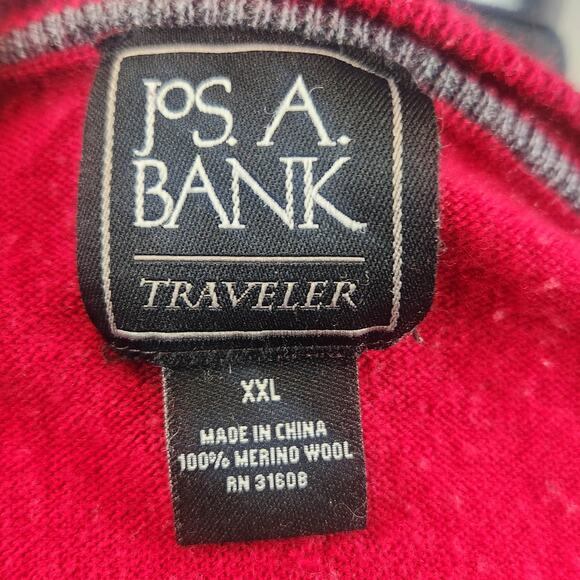 Jos. A. Bank Traveler Merino Wool Sweater V Neck Pullover Red XXL - Picture 3 of 3